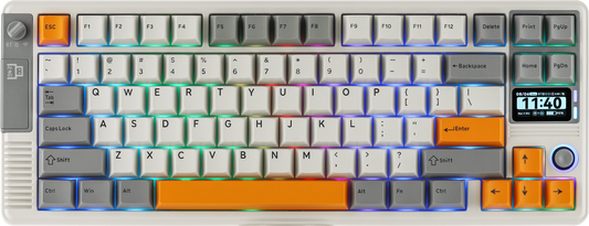Top view of the white EPOMAKER RT85 retro 75% wireless mechanical keyboard with RGB lighting and joystick