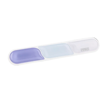 Angled view of the blue EPOMAKER CloudGel keyboard wrist rest on white