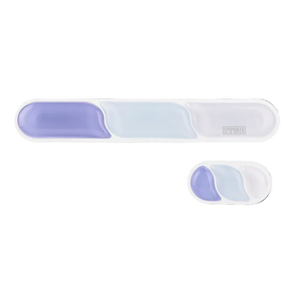 Top view of blue EPOMAKER CloudGel keyboard and mouse wrist rests on white