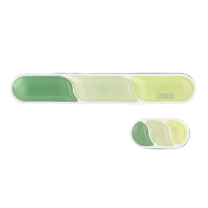 Top view of green EPOMAKER CloudGel keyboard and mouse wrist rests on white
