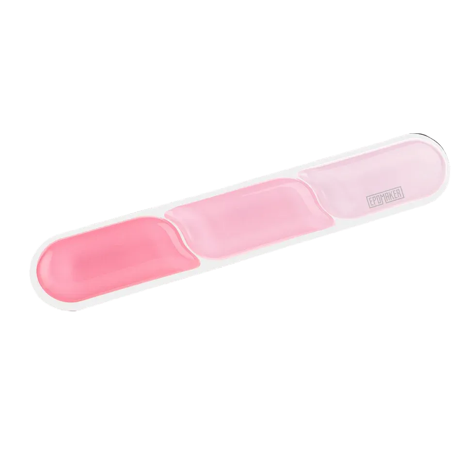 Angled view of the pink EPOMAKER CloudGel keyboard wrist rest on white