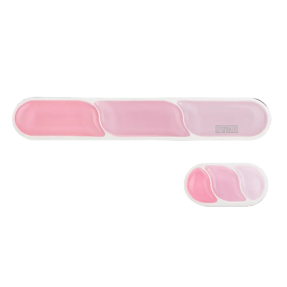 Top view of pink EPOMAKER CloudGel keyboard and mouse wrist rests on white