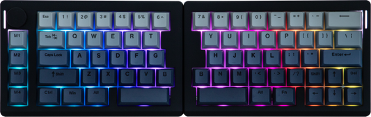 Top view of the black EPOMAKER Split70 wireless split mechanical keyboard with per-key RGB lighting