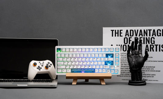 White EPOMAKER HE80 75% Hall Effect gaming keyboard with colourful RGB backlighting