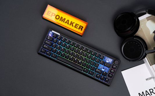 Angled black EPOMAKER Magcore65 Lite 65% inductive analogue gaming keyboard with RGB backlighting