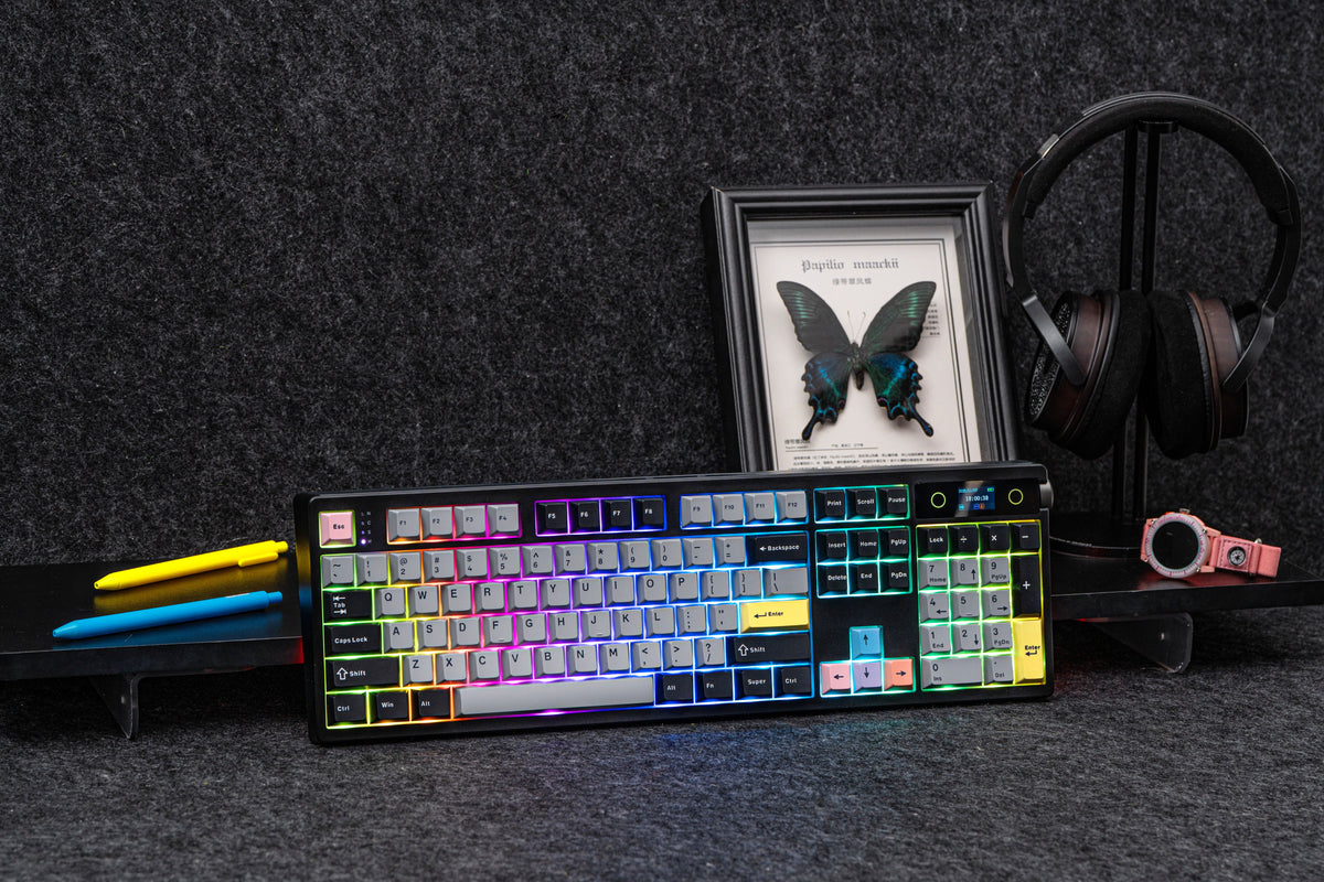 Black EPOMAKER TH108 PRO full-size wireless mechanical keyboard with RGB backlighting