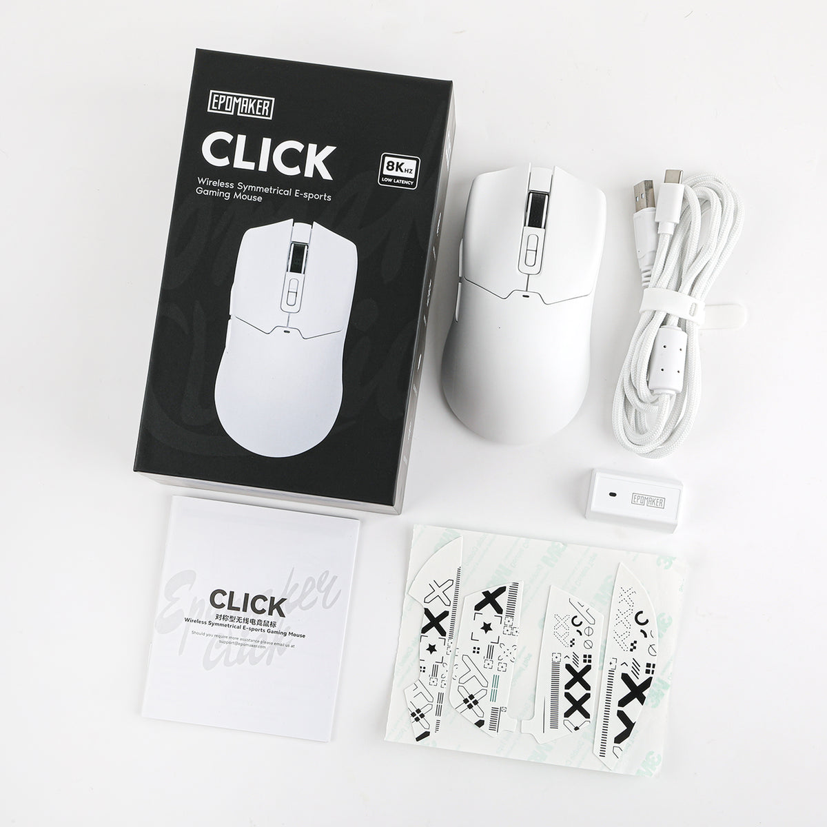 White EPOMAKER Click mouse box and included accessories