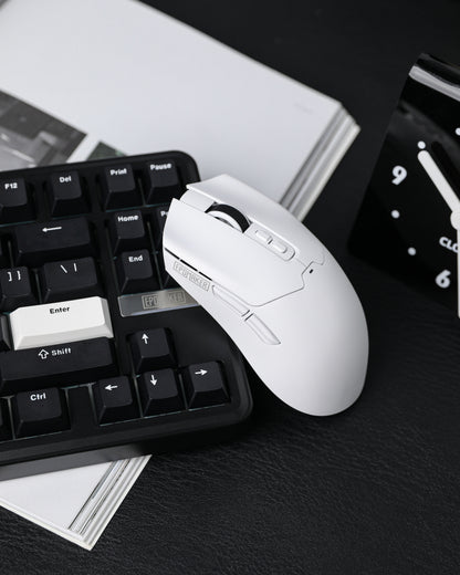 White EPOMAKER Click wireless gaming mouse in a desktop setup