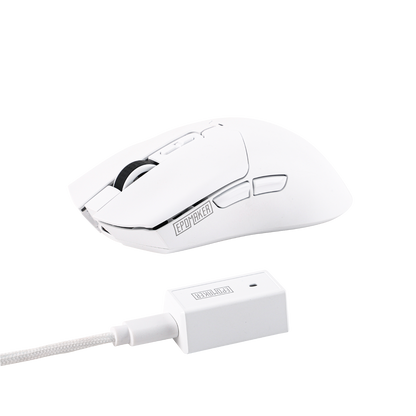 White EPOMAKER Click mouse with its 2.4GHz receiver and USB cable