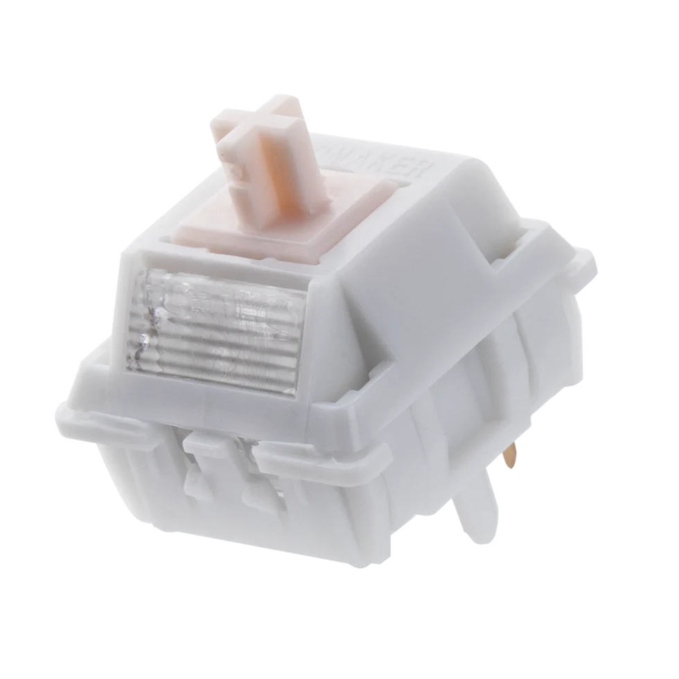 Single EPOMAKER Cream Marble linear switch in a three-quarter view