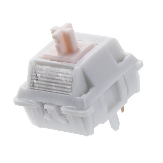 Single EPOMAKER Cream Marble linear switch in a three-quarter view