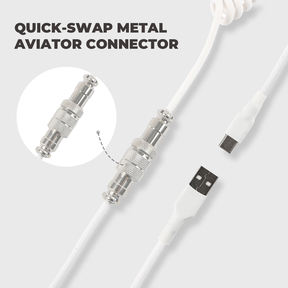 White EPOMAKER MIX Cable V2 quick-swap metal aviator connector