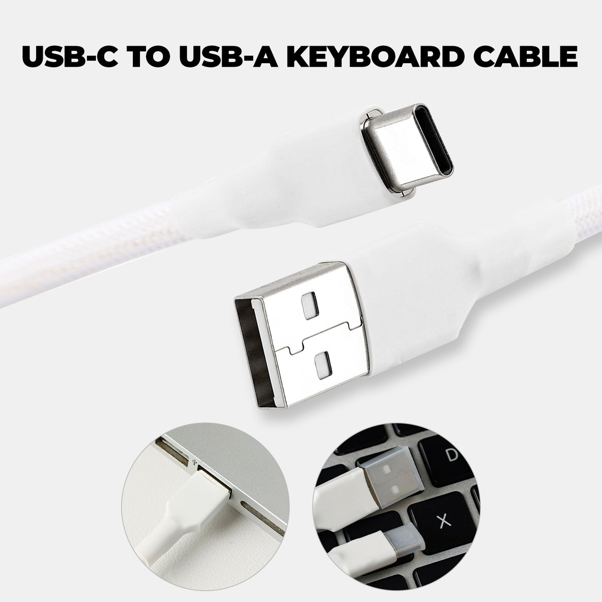 White EPOMAKER MIX Cable V2 USB-A and USB-C connector detail