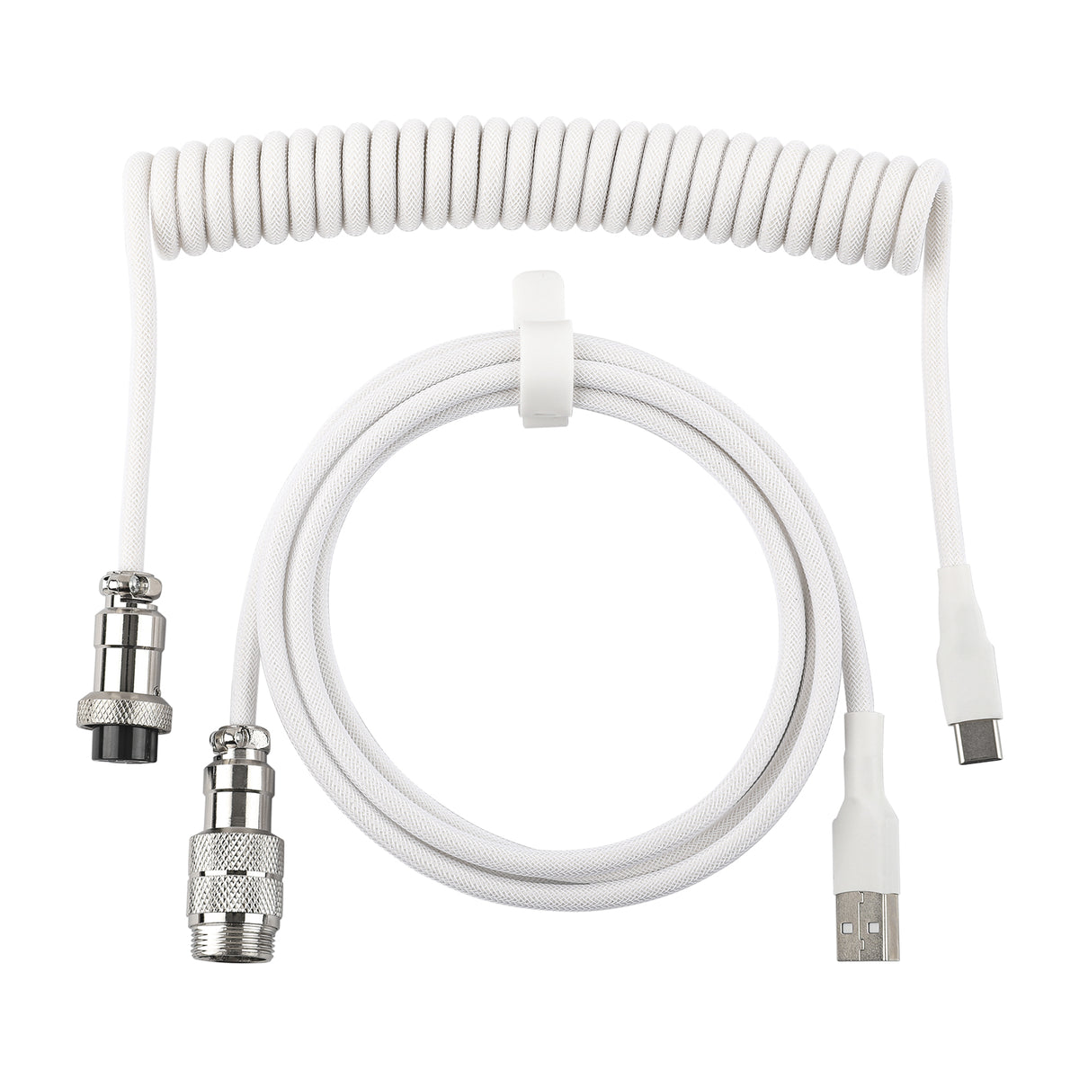 White EPOMAKER MIX Cable V2 with USB-A, USB-C and aviator connectors