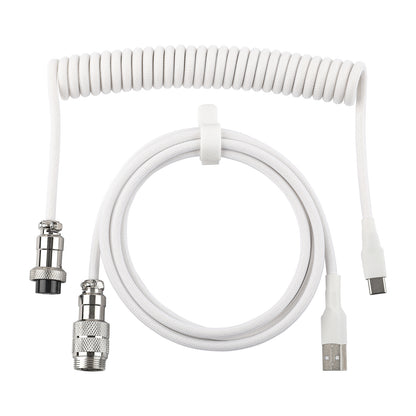 White EPOMAKER MIX Cable V2 with USB-A, USB-C and aviator connectors