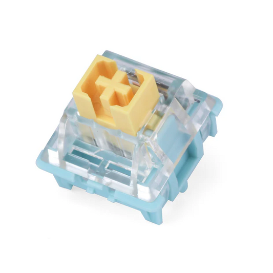 Single EPOMAKER Sea Salt Switch V2 with blue housing and yellow stem