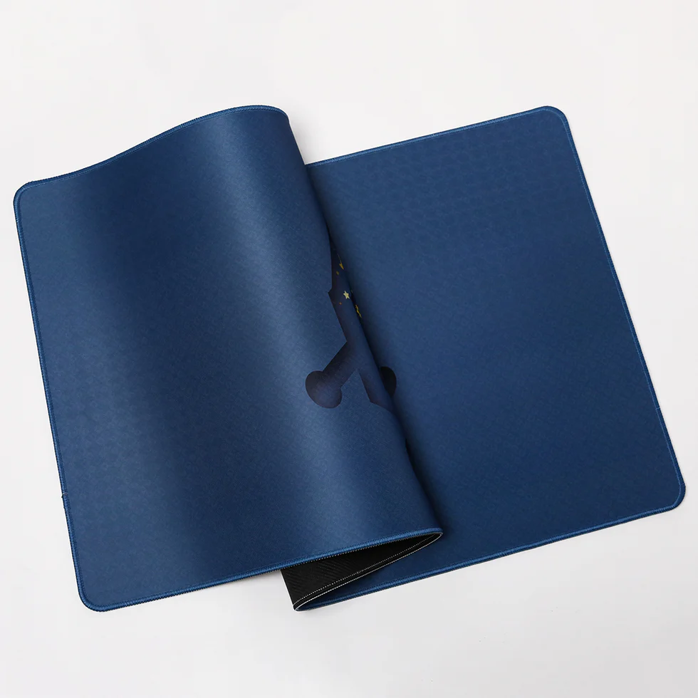 Partly rolled EPOMAKER Switch Odyssey Desk Mat showing its flexible base
