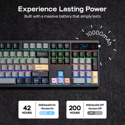 Black EPOMAKER TH108 PRO full-size wireless mechanical keyboard highlighting its 10,000 mAh battery